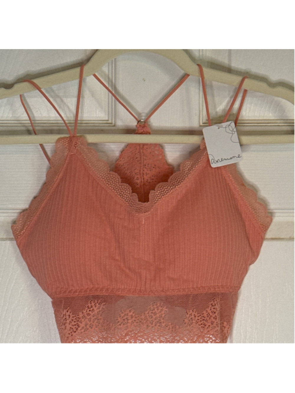 Women's Anemone Coral Ribbed Lace Bralette M/L